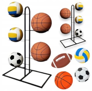Stojak na 5 piłek półka organizer przechowywanie piłek czarny