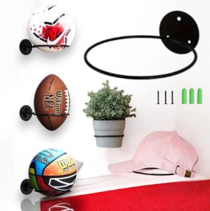 Wieszak UCHWYT ścienny na piłki czapki kaski doniczki DUŻY czarny