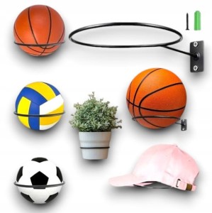 Wieszak UCHWYT na piłki czapki kaski doniczki czarny ścienny elegancki