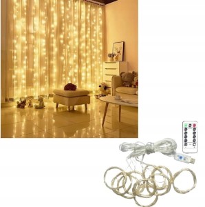 GIRLANDA KURTYNA ŚWIETLNA LAMPKI 300 LED