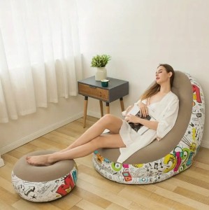 Dmuchany fotel sofa z podnóżkiem pufa