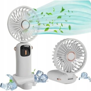 PRZENOŚNY WENTYLATOR 5-STOPNIOWA REGULACJA PRĘDKOŚCI ŁAD USB BIAŁY