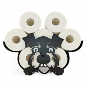 UCHWYT STOJAK WIESZAK NA PAPIER TOALETOWY OZDOBNY METAL POJEMNIK DUŻY PIES