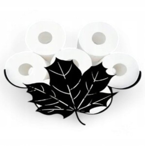 UCHWYT STOJAK WIESZAK NA PAPIER TOALETOWY OZDOBNY METAL POJEMNIK LIŚĆ KLONU