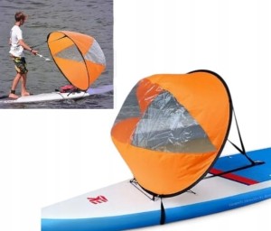 ŻAGIEL DO DESKI SUP KAJAKA PONTONU SUPA ŻAGIEL SKŁADANY POMARAŃCZOWY
