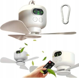 Przenośny wentylator kempingowy z lampką LED pod namiot pilot bezprzewodowy