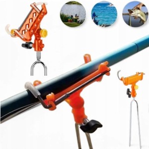 UCHWYT NA WĘDKĘ PODPÓRKA AUTOMATYCZNA BLOKADA REGULACJA 360° POMARAŃCZOWY