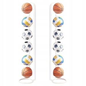 Stojak na 6 piłek półka organizer przechowywanie piłek pionowy biały