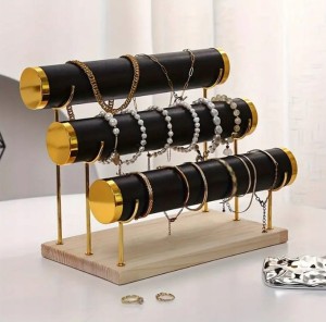 EKSPOZYTOR STOJAK NA BIŻUTERIĘ ZEGARKI BRANSOLETKI 3 POZIOMY CZARNY prezent