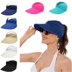 Damska czapka/kapelusz z daszkiem przeciwsłoneczny plażowy CIEMNY NIEBIESKI