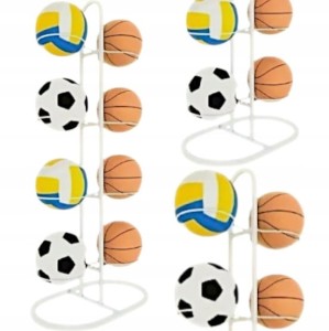 Stojak na 8 piłek półka organizer przechowywanie piłek obustronny biały