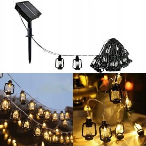 LAMPKI SOLARNE ZEWNĘTRZNE LATARNIA RETRO 10M LAMPKI LED GIRLANDA SOLAR