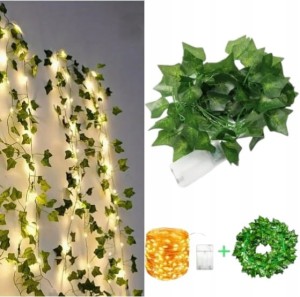 GIRLANDA SZTUCZNY BLUSZCZ LAMPKI 100 LED 10M SZTUCZNE LIŚCIE BALKON WESELE