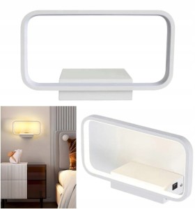 Lampa ścienna kinkiet LED GaRcan nowoczesna lampka nocna BIAŁA USB