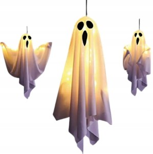 Dekoracja Halloween LED świetlna WISZĄCE DUCHY zestaw 2szt. świecąca ozdoba