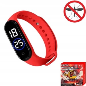 ULTRADZWIĘKOWA OPASKA BRANSOLETKA ZEGAREK PRZECIW KOMAROM NA KOMARY CZERWON