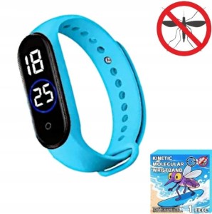ULTRADZWIĘKOWA OPASKA BRANSOLETKA ZEGAREK PRZECIW KOMAROM NA KOMARY BŁĘKIT