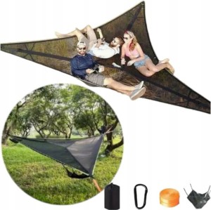 Wieloosobowy DUŻY trójkątny hamak camping trekking ogród CZARNY 280x280x280
