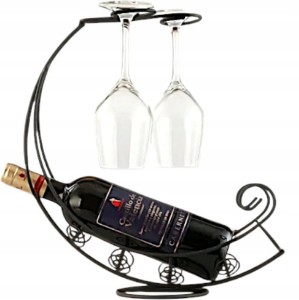 Stojak na wino elegancki dekoracyjny stojak na butelkę metalowy ŁÓDKA