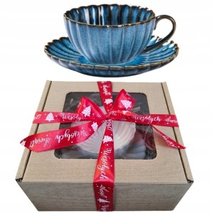 Zestaw upominkowy 1 szt. Filiżanka 250ml+spodek +pudełko+wypełniacz+wstążka