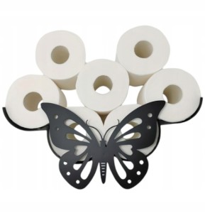 UCHWYT STOJAK WIESZAK NA PAPIER TOALETOWY OZDOBNY METAL POJEMNIK MOTYL