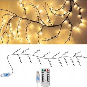 Girlanda lampki Gałązki Wierzby Ciepłe białe światło 72LED/145cm święta