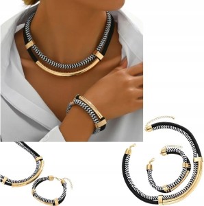 Naszyjnik i Bransoletka Vintage zestaw komplet codzienny elegancki złoto