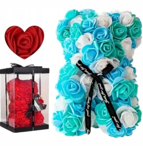 Miś kwiatowy z róż różany Pudełko Prezentowe Walentynki Róże Dzień Mamy