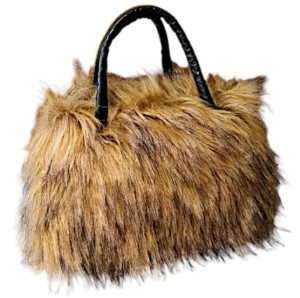 Damska Torebka ze sztucznego futra zamek regulowany pasek MODNA Brązowa