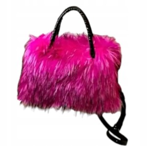 Damska Torebka ze sztucznego futra zamek regulowany pasek MODNA Różowa
