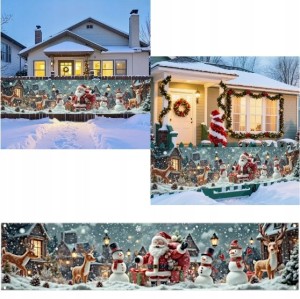 Baner świąteczny Boże Narodzenie 45x200cm na ogrodzenie taras Śnieżna Wiosk