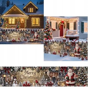 Baner świąteczny Boże Narodzenie 45x200cm na ogrodzenie taras M. Christmas