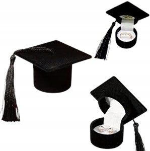 Pudełko na pierścionek kolczyki obrączka prezent Czapka Absolwenta