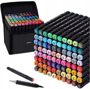 MARKERY ALKOHOLOWE 80SZT DWUSTRONNE FLAMASTRY MAZAKI PISAKI + TORBA ZESTAW