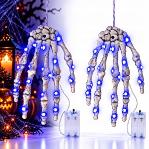 Halloween Świecące dłonie szkieletu LED Zestaw 2szt. Niebieski Dekoracja